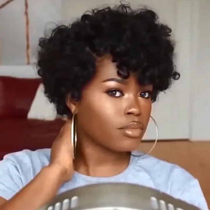 Black curly Heat-resisting wig