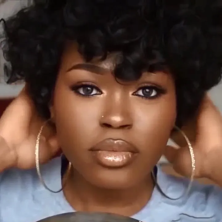 Black curly Heat-resisting wig