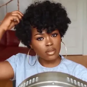 Black curly Heat-resisting wig