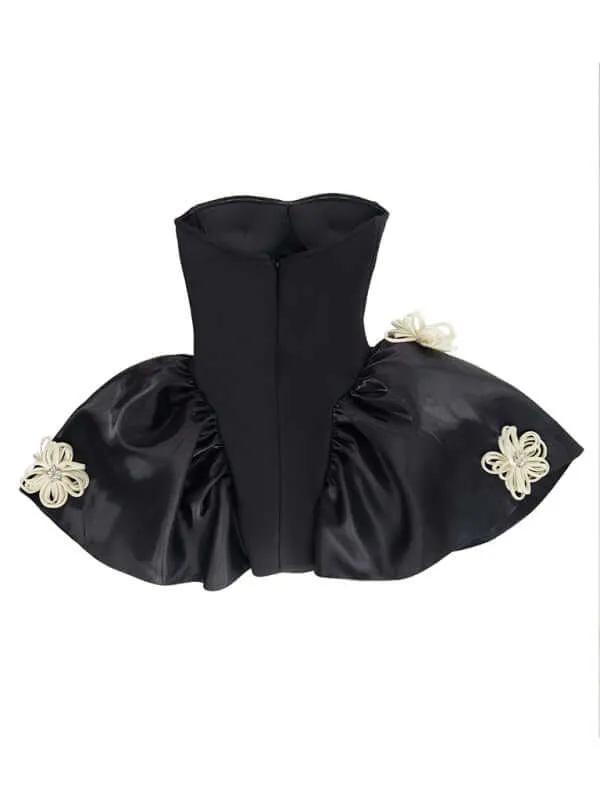 Black Floral Bandage Dress with Tutu Tutu
