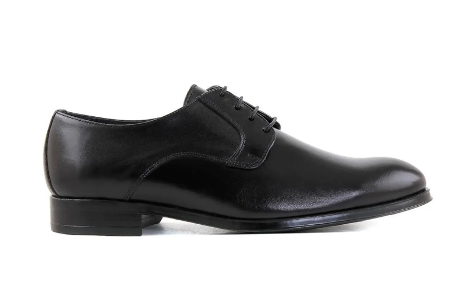 Black Lace-Up Shoes: Wide Fit