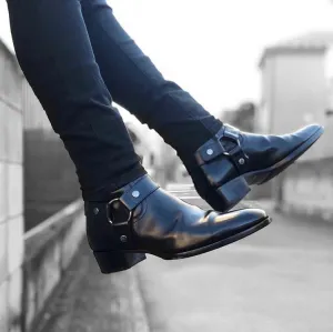 Black Leather Ravien Harness Chelsea Boots - Chelsea Boots