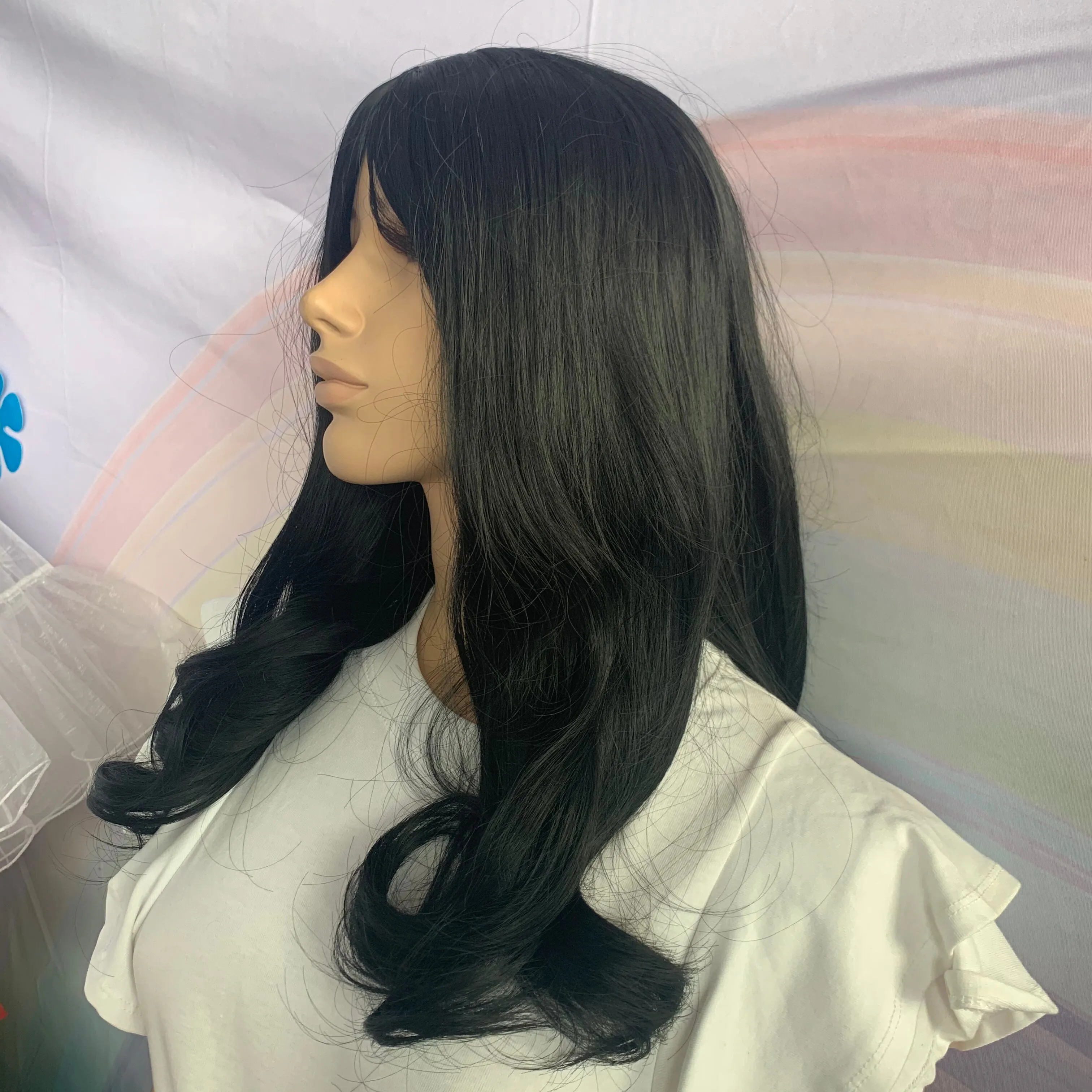 Black Mid Length Curly Wig