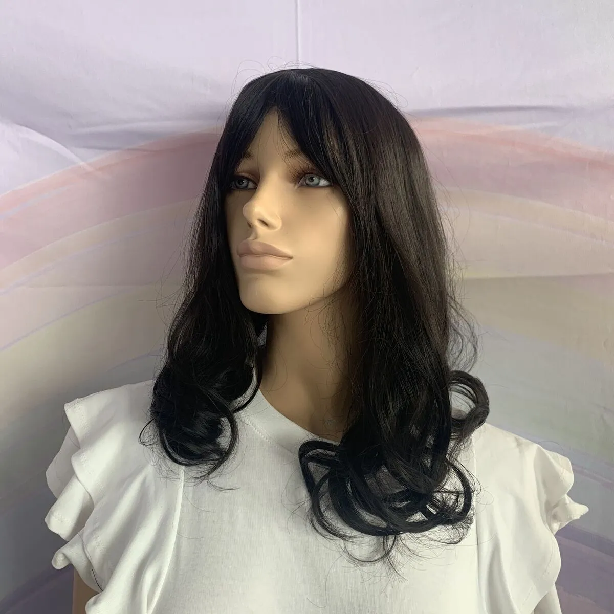 Black Shoulder Length Curly Wig