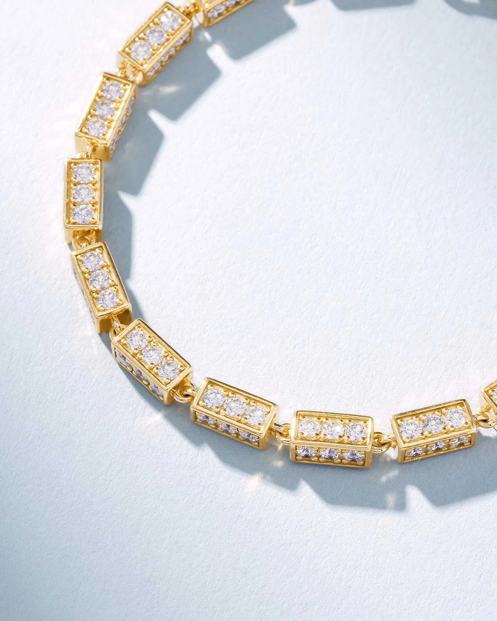 Block-Chain Full Pave Diamond Thick Bracelet