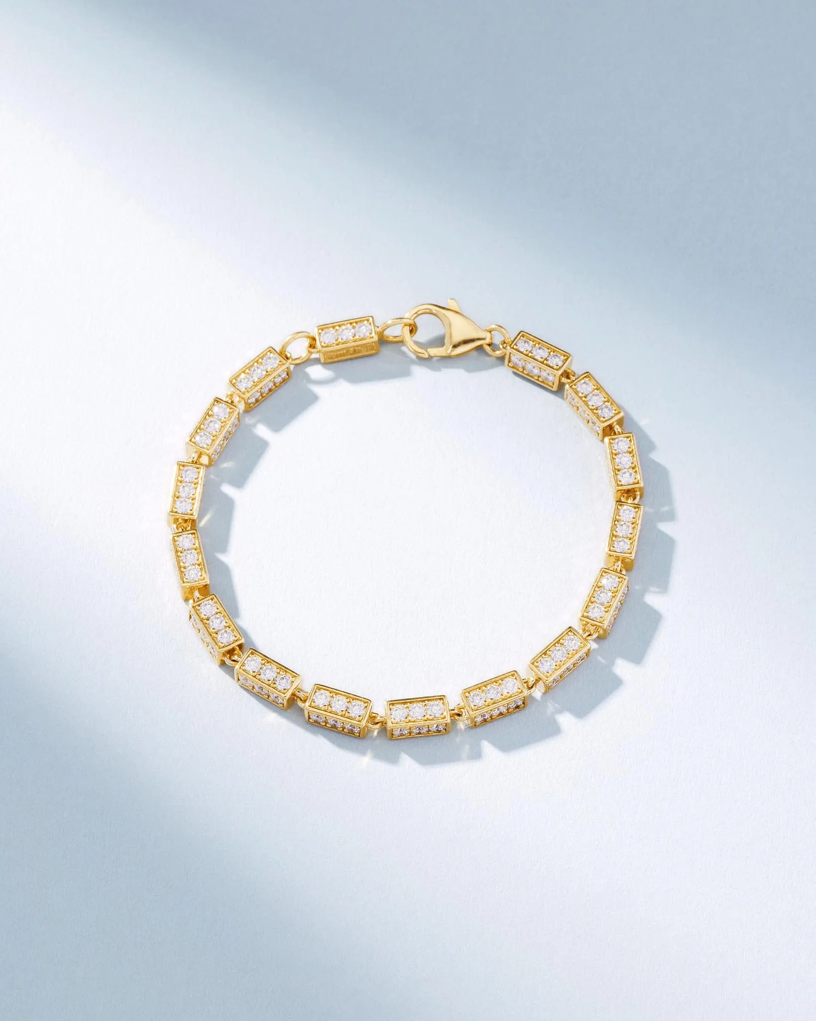 Block-Chain Full Pave Diamond Thick Bracelet