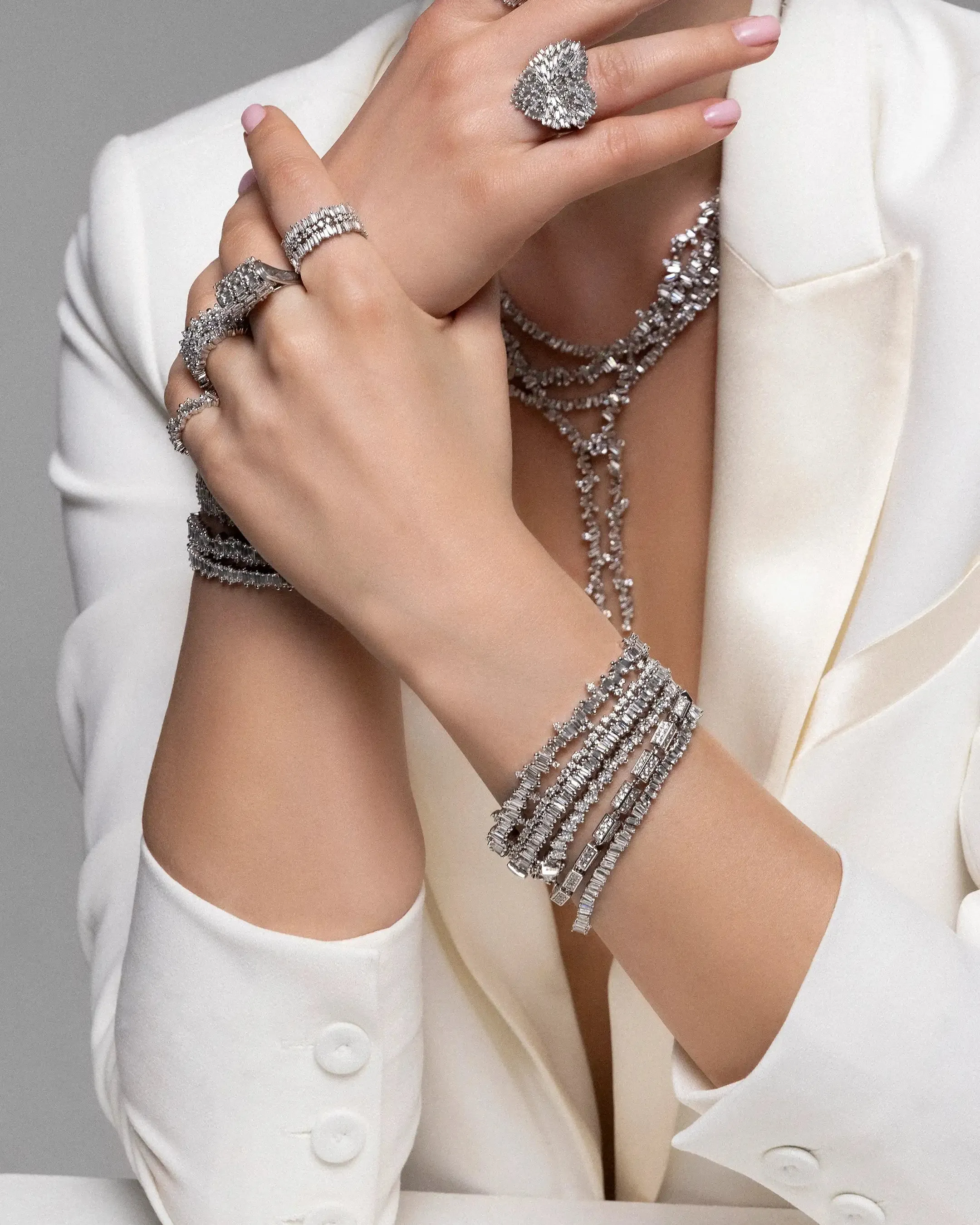 Block-Chain Full Pave Diamond Thick Bracelet