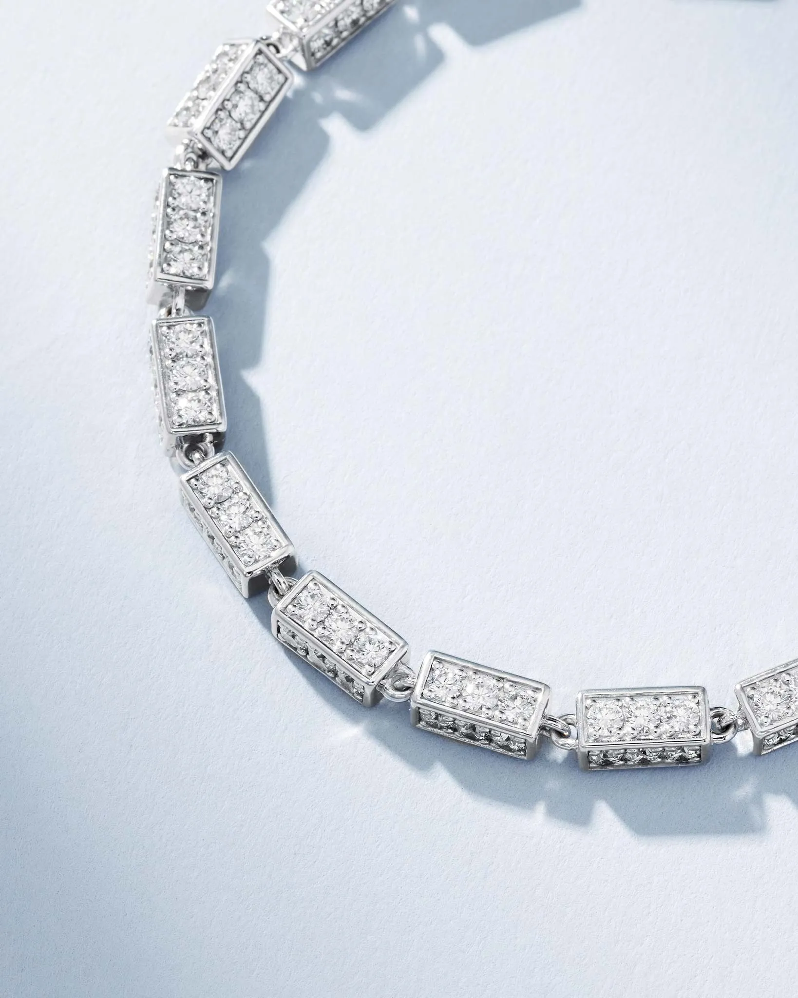 Block-Chain Full Pave Diamond Thick Bracelet