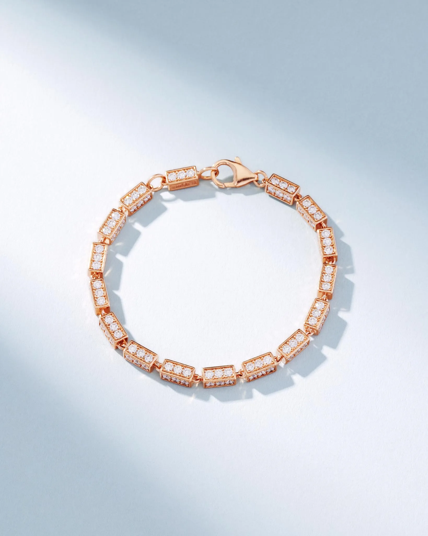 Block-Chain Full Pave Diamond Thick Bracelet