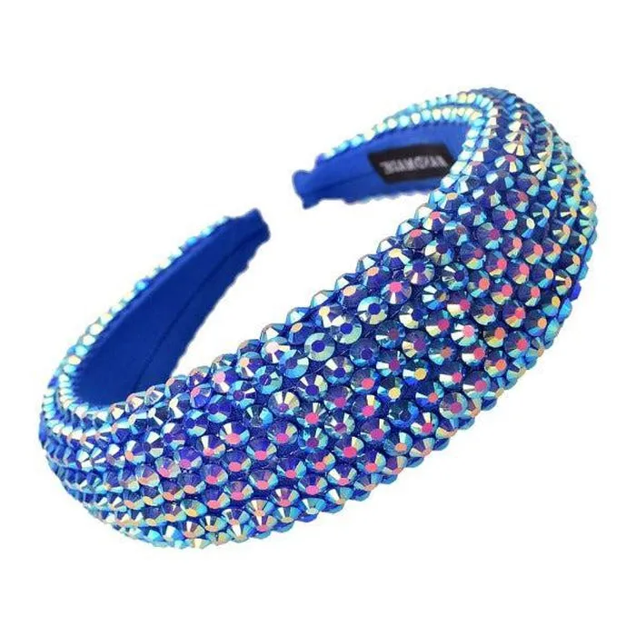 Blue Abalone Faceted Bead Padded Headband