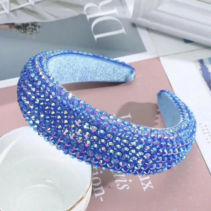 Blue Abalone Faceted Bead Padded Headband