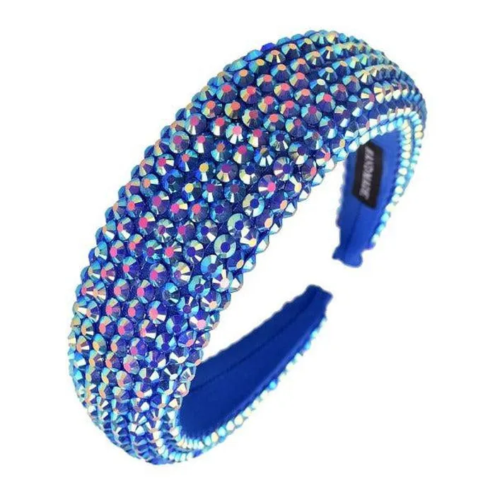 Blue Abalone Faceted Bead Padded Headband