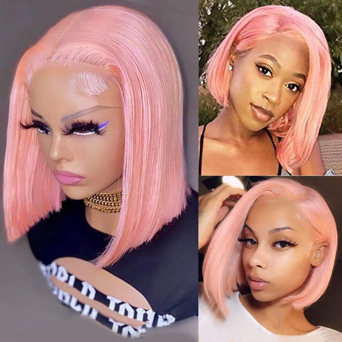 Bob Lace Front Wigs Human Hair Straight T Part Lace Wig