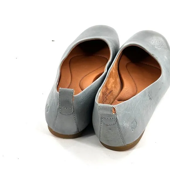 Born Beca Leather Flats 7.5 Cadet Blue NWOT Comfort Ballet Slip On
