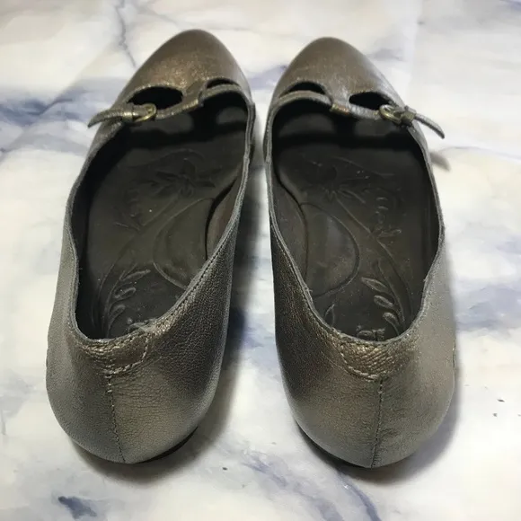 Born Gold Leather Strap Accent Metallic Flats