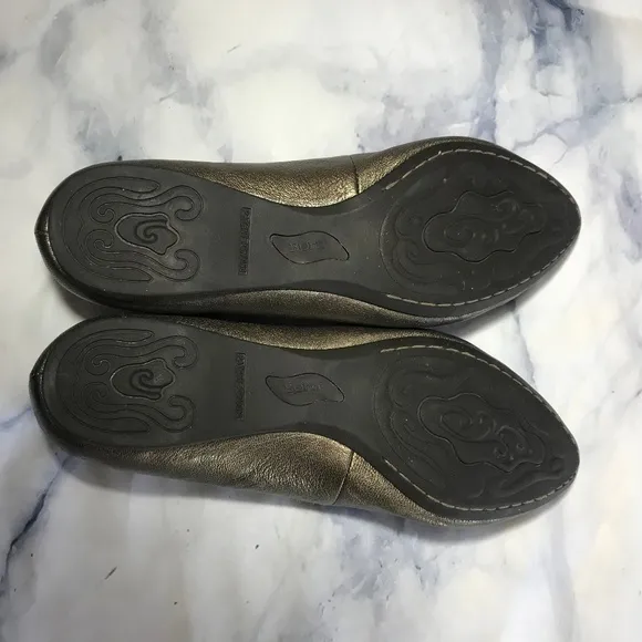 Born Gold Leather Strap Accent Metallic Flats