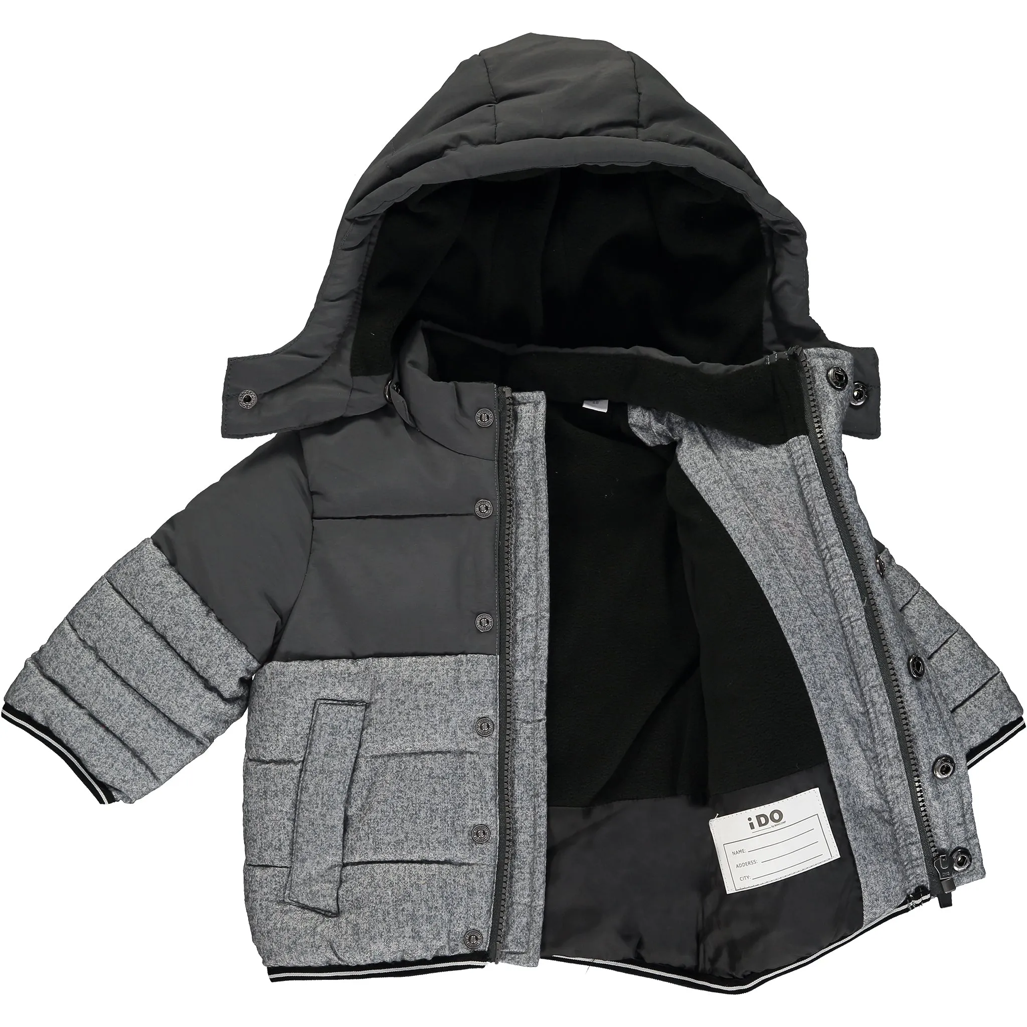 Boys Grey and Navy Blue Puffer Jacket