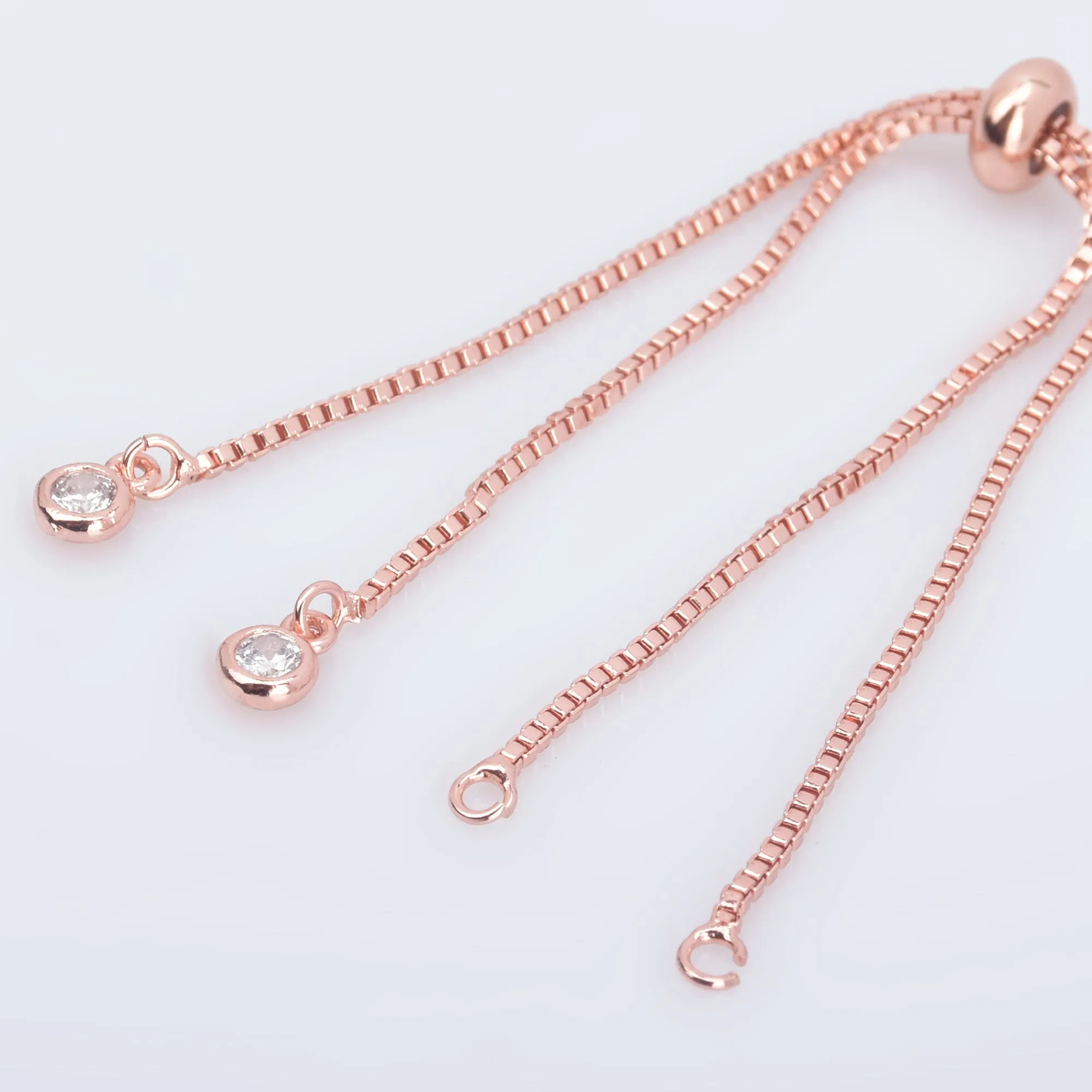 Brass Half finished Adjustable Chain Bracelet Sliding Bracelet chain with Rubber Stopper Beads Expandable Bracelet 1pcs 102850