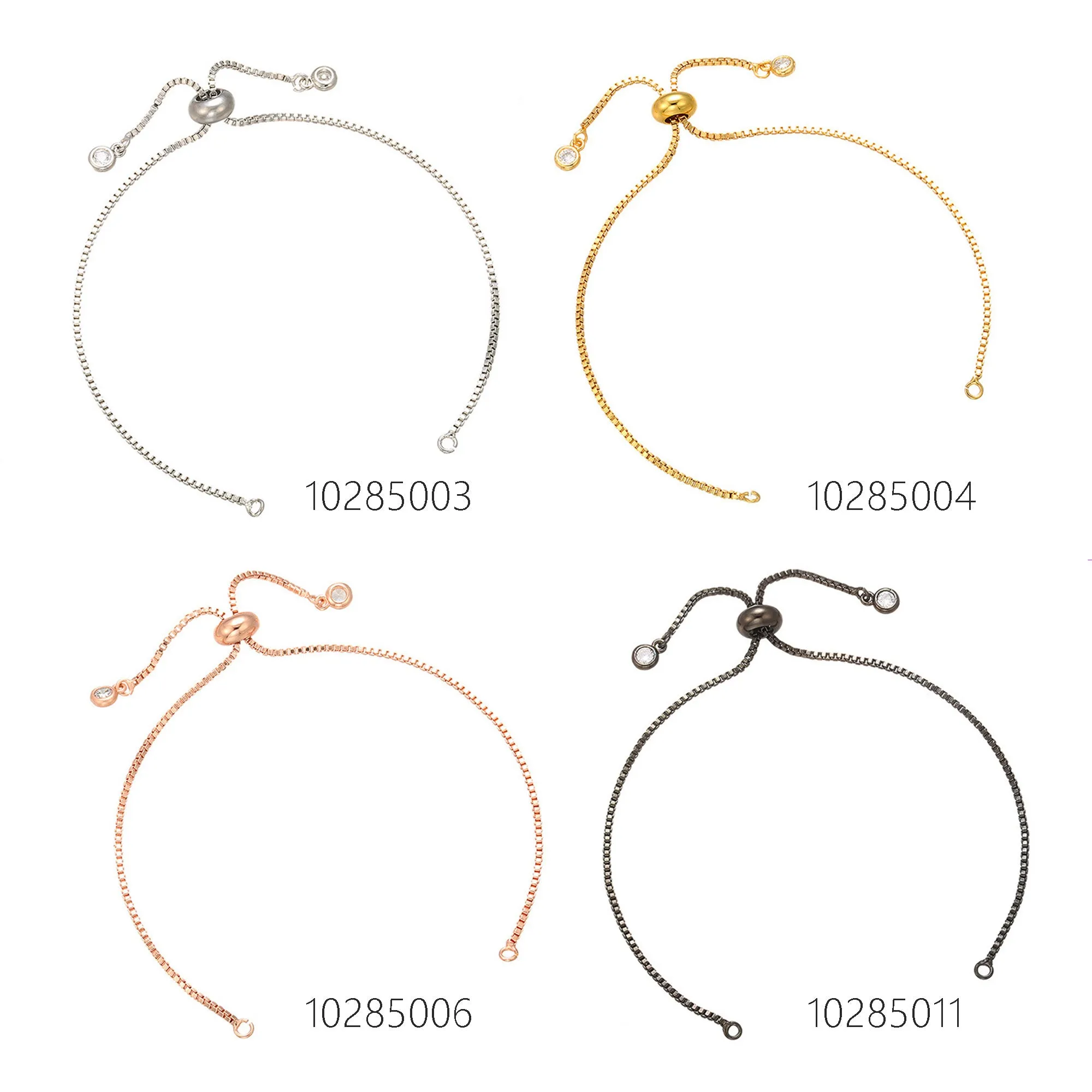 Brass Half finished Adjustable Chain Bracelet Sliding Bracelet chain with Rubber Stopper Beads Expandable Bracelet 1pcs 102850