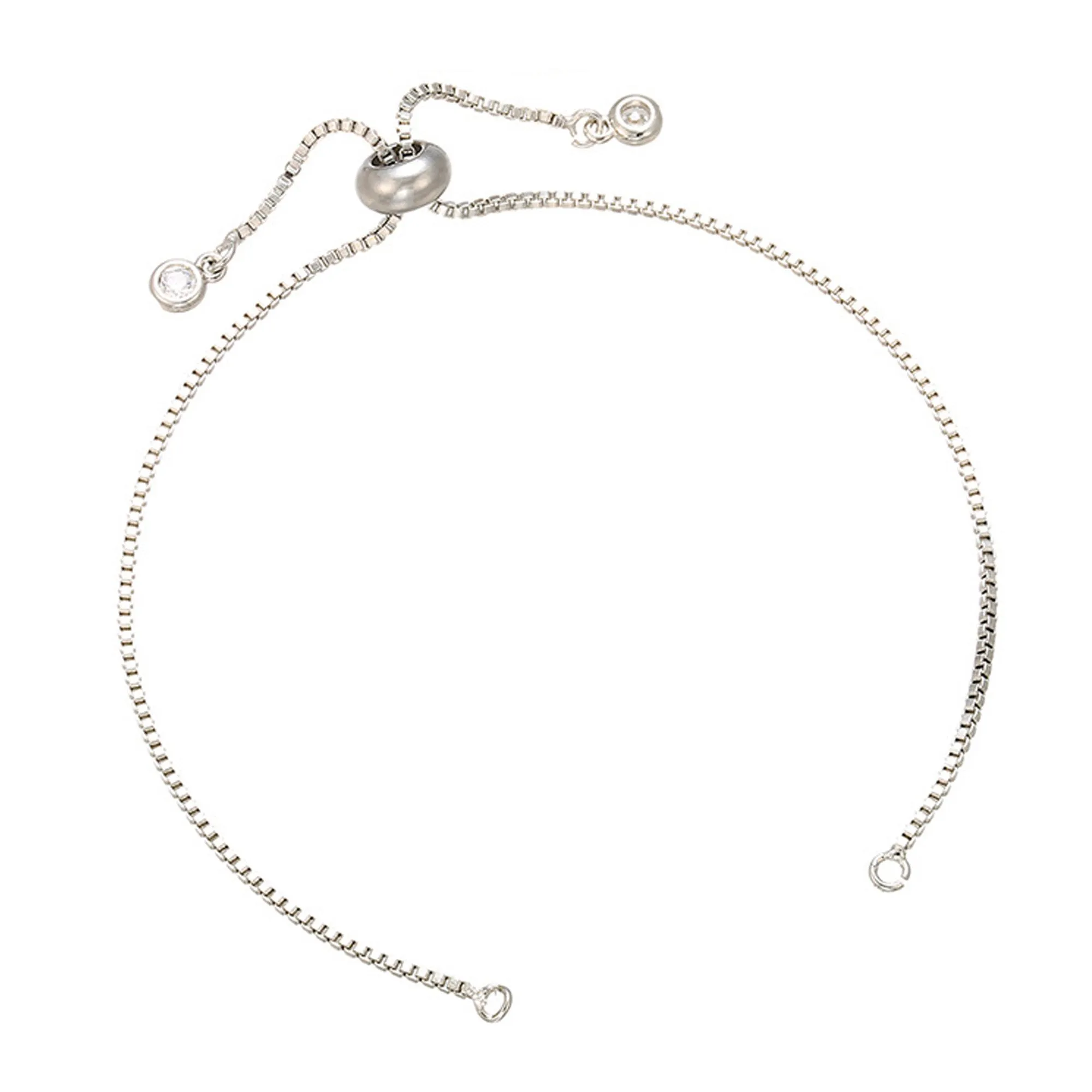 Brass Half finished Adjustable Chain Bracelet Sliding Bracelet chain with Rubber Stopper Beads Expandable Bracelet 1pcs 102850