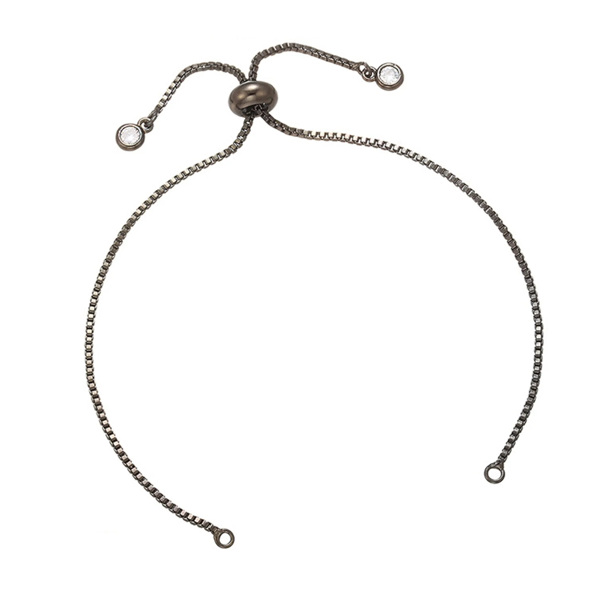 Brass Half finished Adjustable Chain Bracelet Sliding Bracelet chain with Rubber Stopper Beads Expandable Bracelet 1pcs 102850