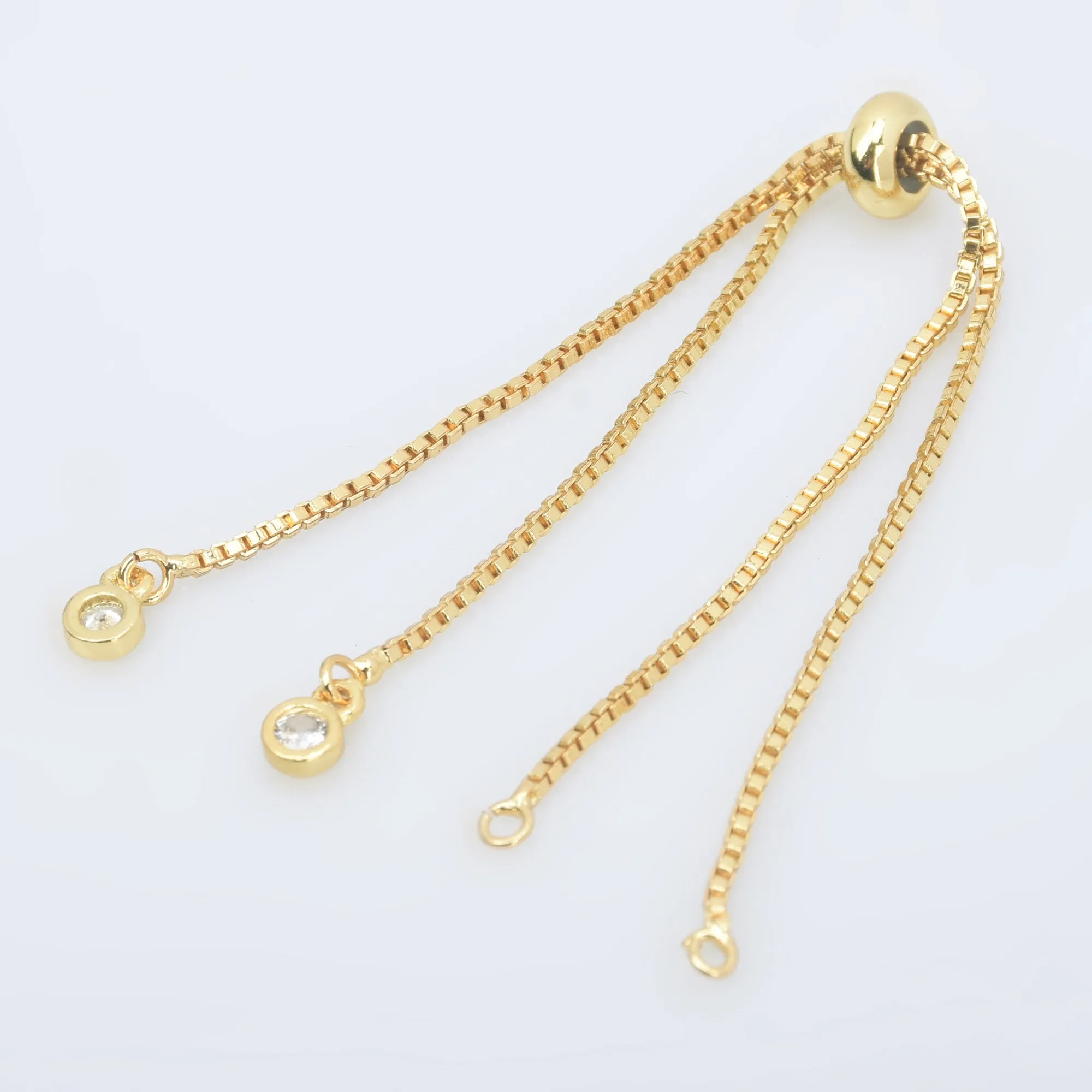 Brass Half finished Adjustable Chain Bracelet Sliding Bracelet chain with Rubber Stopper Beads Expandable Bracelet 1pcs 102850