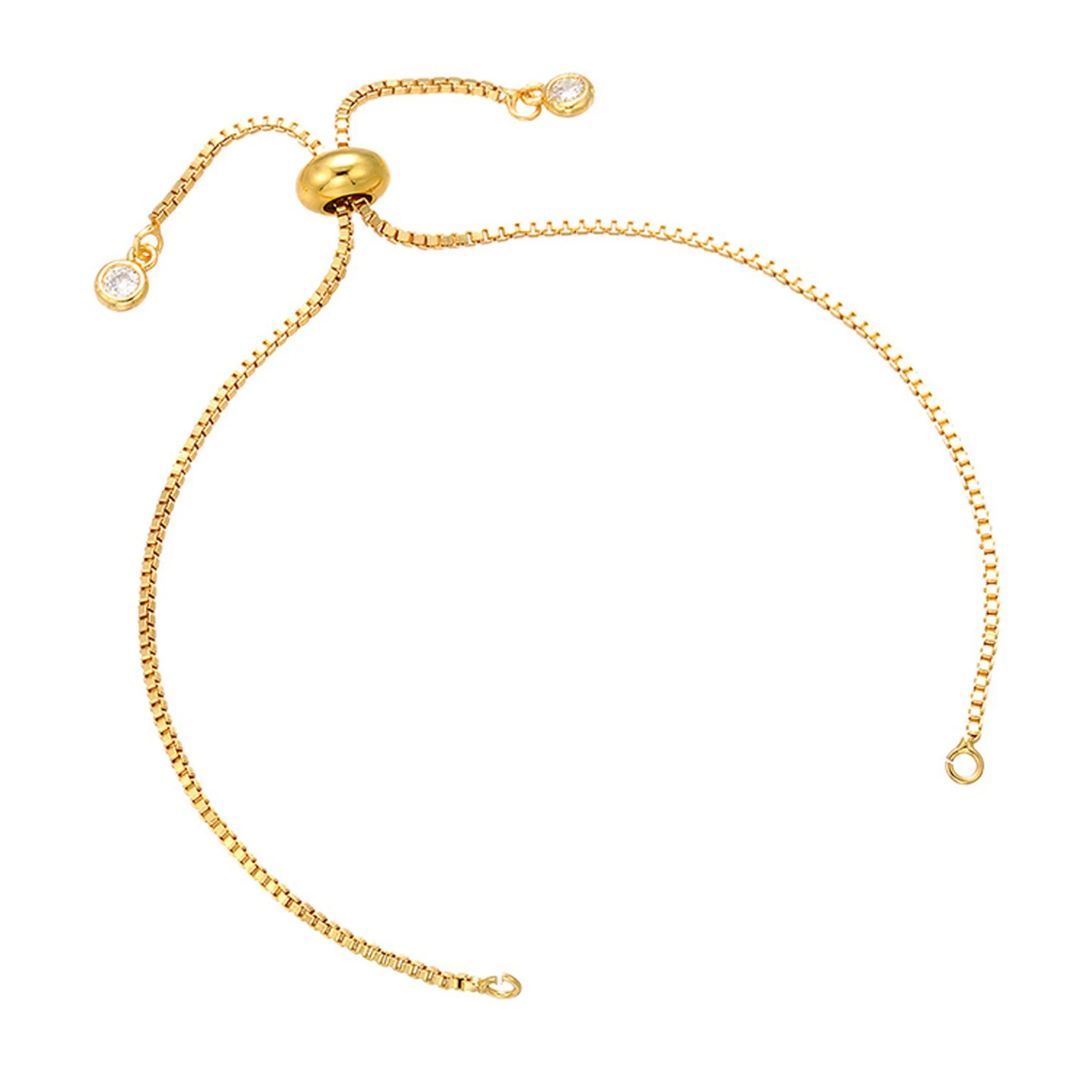 Brass Half finished Adjustable Chain Bracelet Sliding Bracelet chain with Rubber Stopper Beads Expandable Bracelet 1pcs 102850