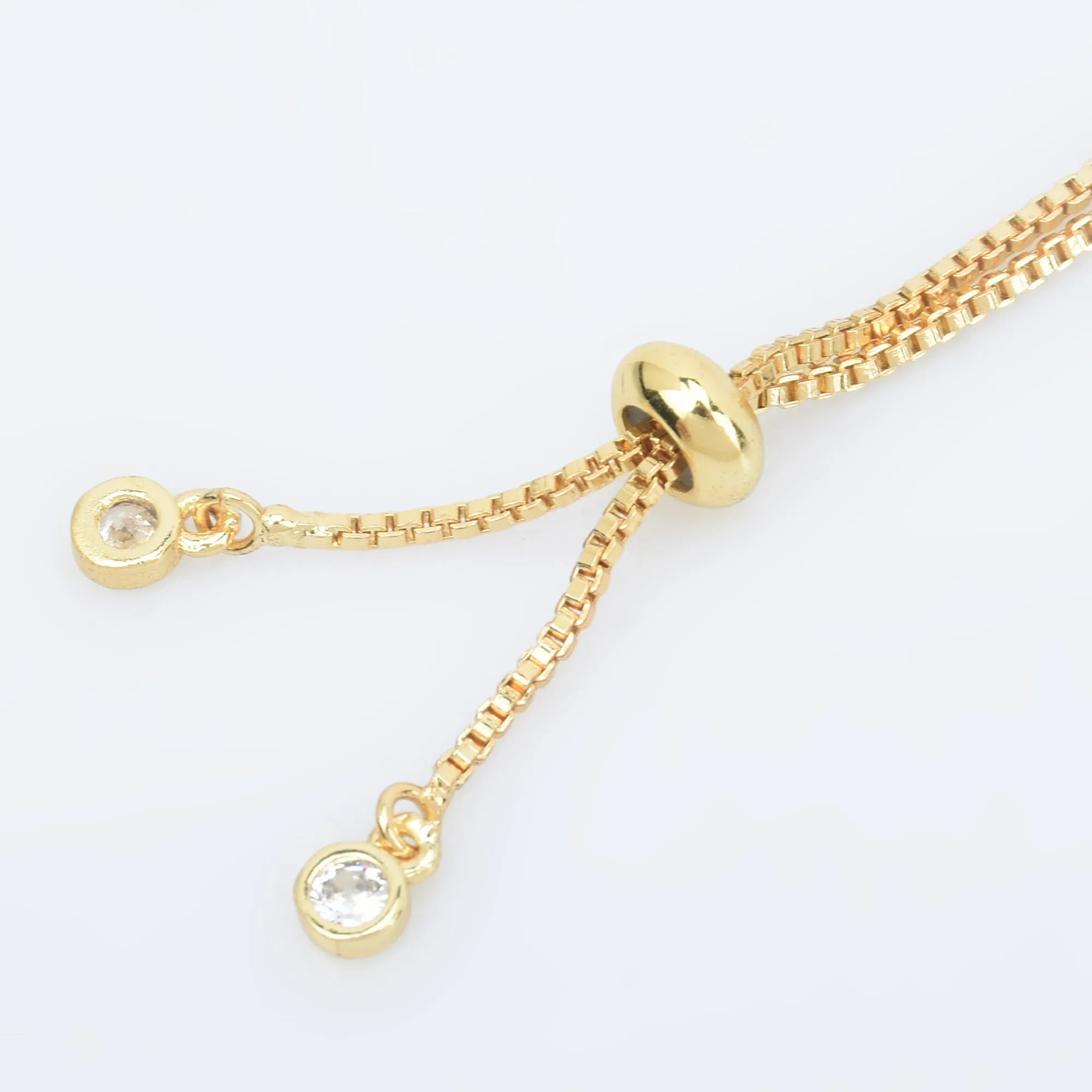 Brass Half finished Adjustable Chain Bracelet Sliding Bracelet chain with Rubber Stopper Beads Expandable Bracelet 1pcs 102850