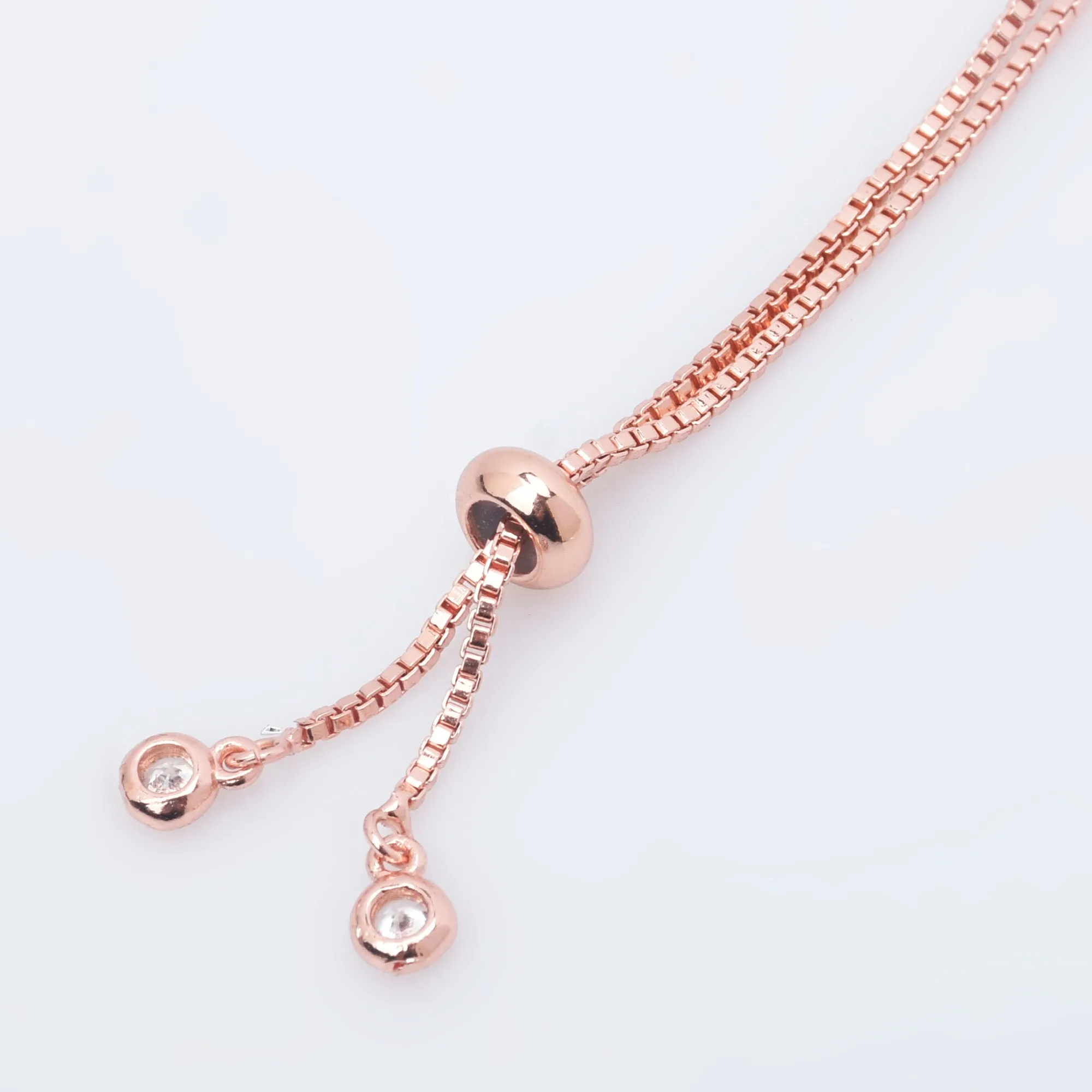 Brass Half finished Adjustable Chain Bracelet Sliding Bracelet chain with Rubber Stopper Beads Expandable Bracelet 1pcs 102850