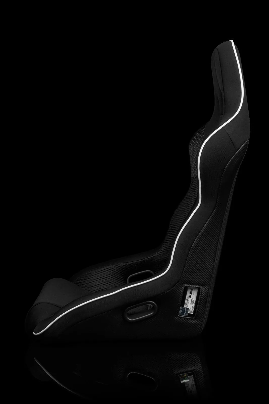 Braum Falcon X Series FIA Approved Fixed Back Racing Seat / Black Polo Cloth / White Stitching / White Piping
