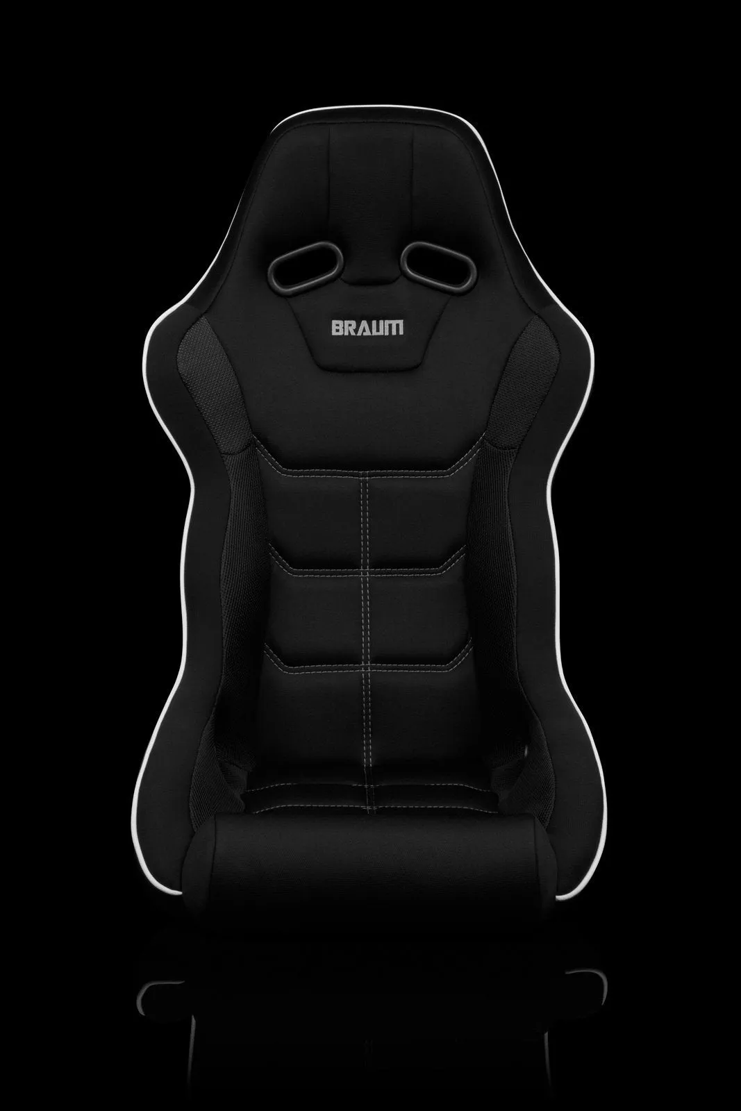 Braum Falcon X Series FIA Approved Fixed Back Racing Seat / Black Polo Cloth / White Stitching / White Piping