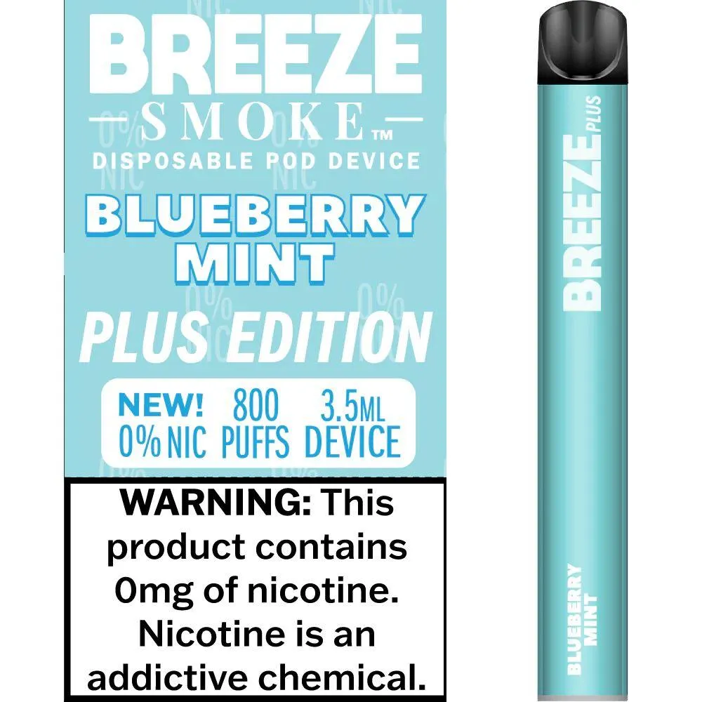 Breeze Plus Zero Nicotine Disposable Vape 800 Puffs - 6 Pack