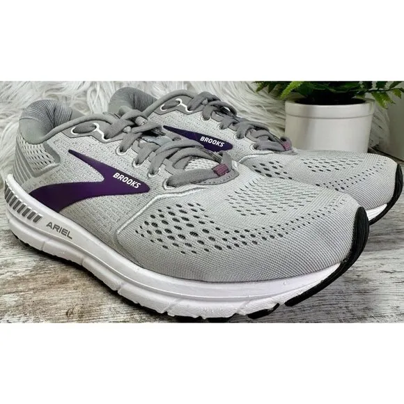 Brooks Ariel 20 Running Shoes 1203151B009 Women’s Size 8 B Oyster/Alloy/Grape