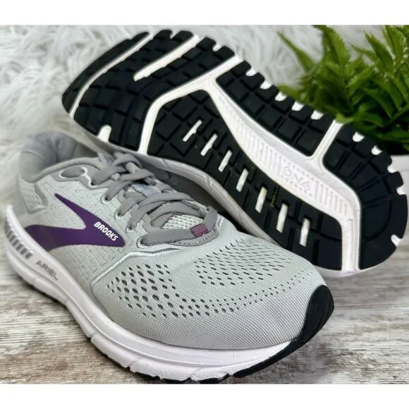 Brooks Ariel 20 Running Shoes 1203151B009 Women’s Size 8 B Oyster/Alloy/Grape