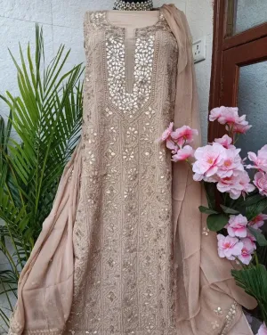 Brown Gorgeous Chinkari Gota Patti Unstitched Salwar Suit Dress Material