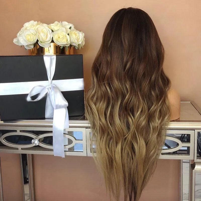 Brown Heat resistant natural wave wig