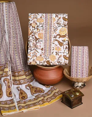 Brown Traditional Printed Trending Cotton Suit Set