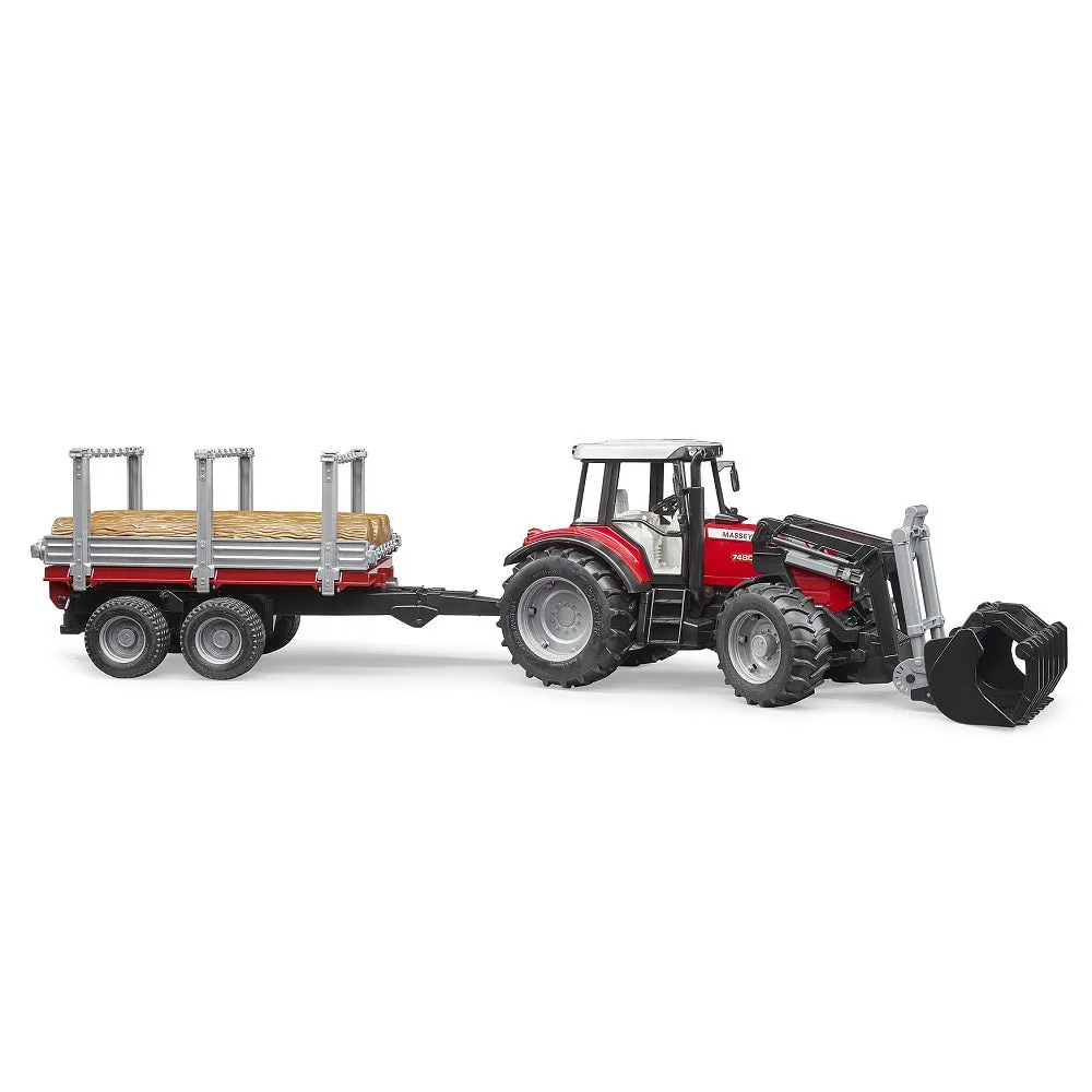 Bruder Massey Ferguson 7480 with Front Loader & Timber Trailer