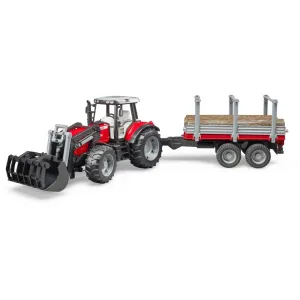 Bruder Massey Ferguson 7480 with Front Loader and Timber Trailer