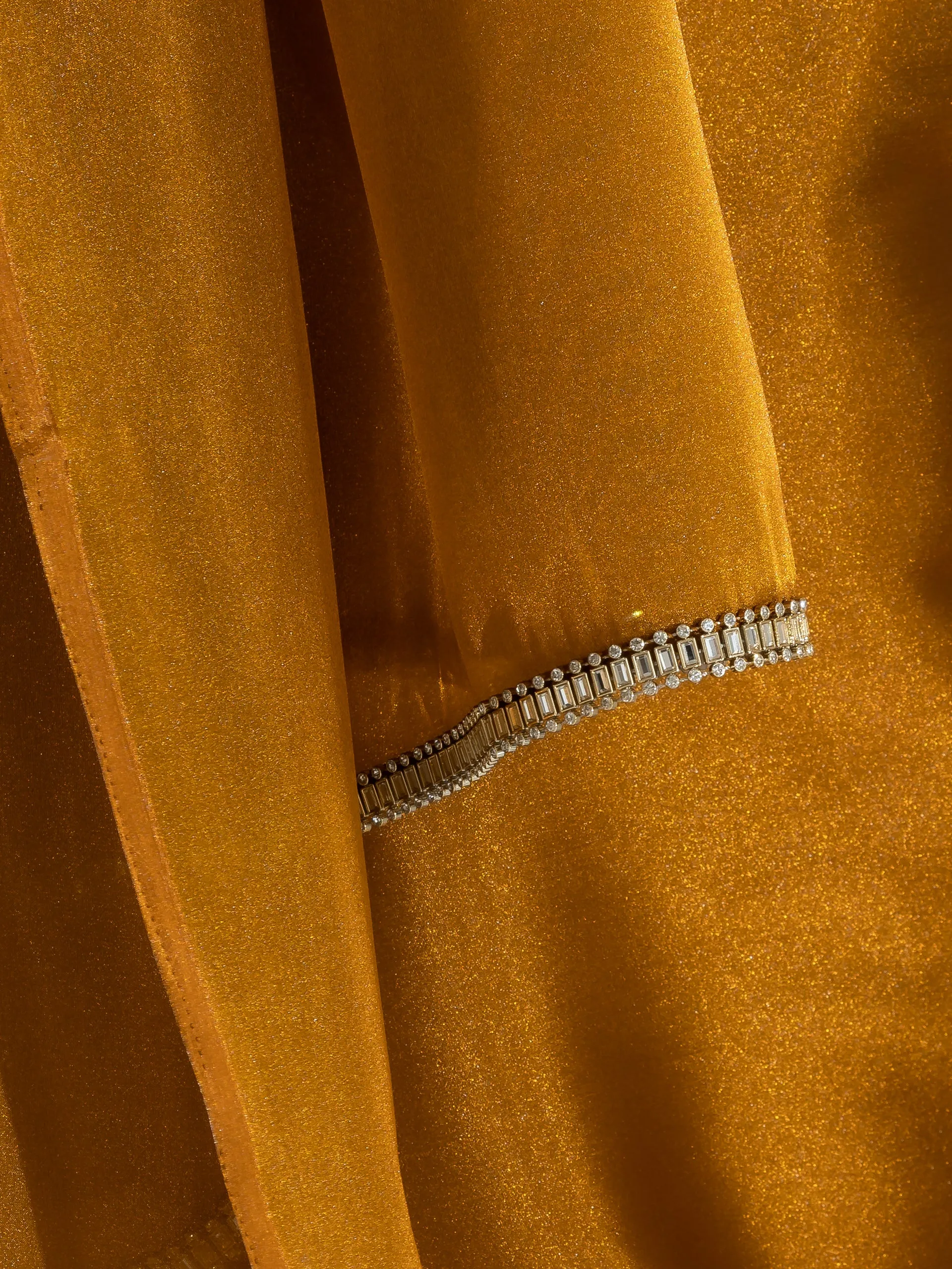 Brushed Bronze Organza Saree with Diamond Lace  & Self Blouse Fabric
