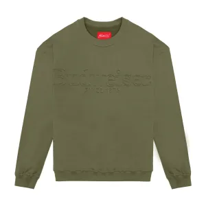 Budweiser Debossed Army Green Crewneck