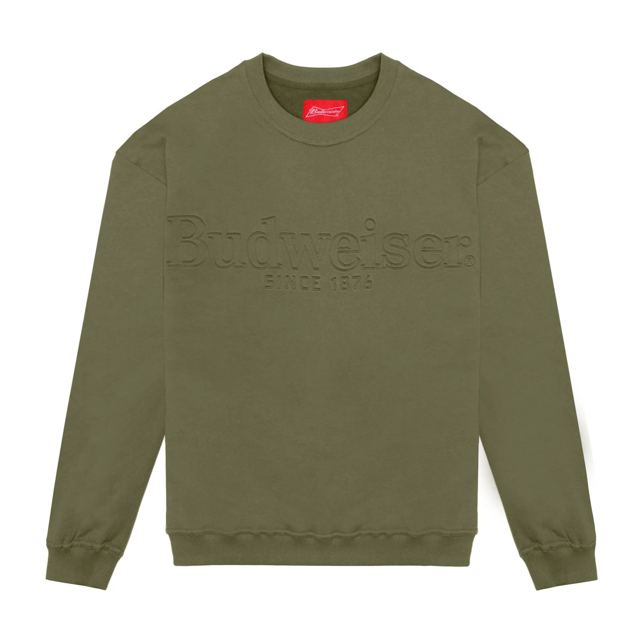 Budweiser Debossed Army Green Crewneck