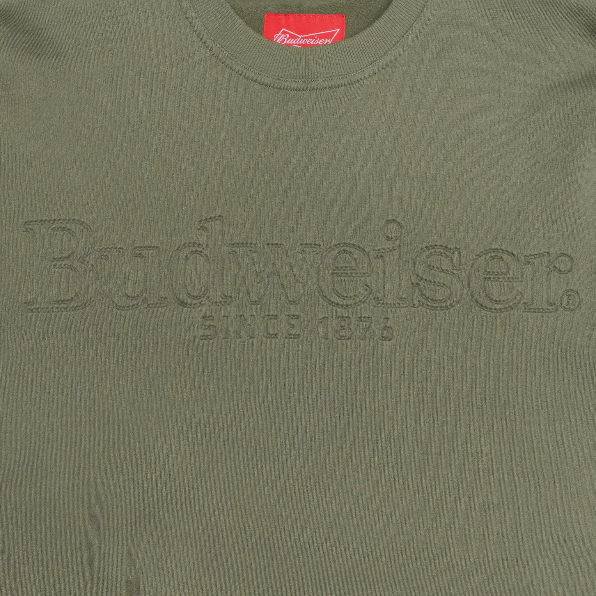 Budweiser Debossed Army Green Crewneck