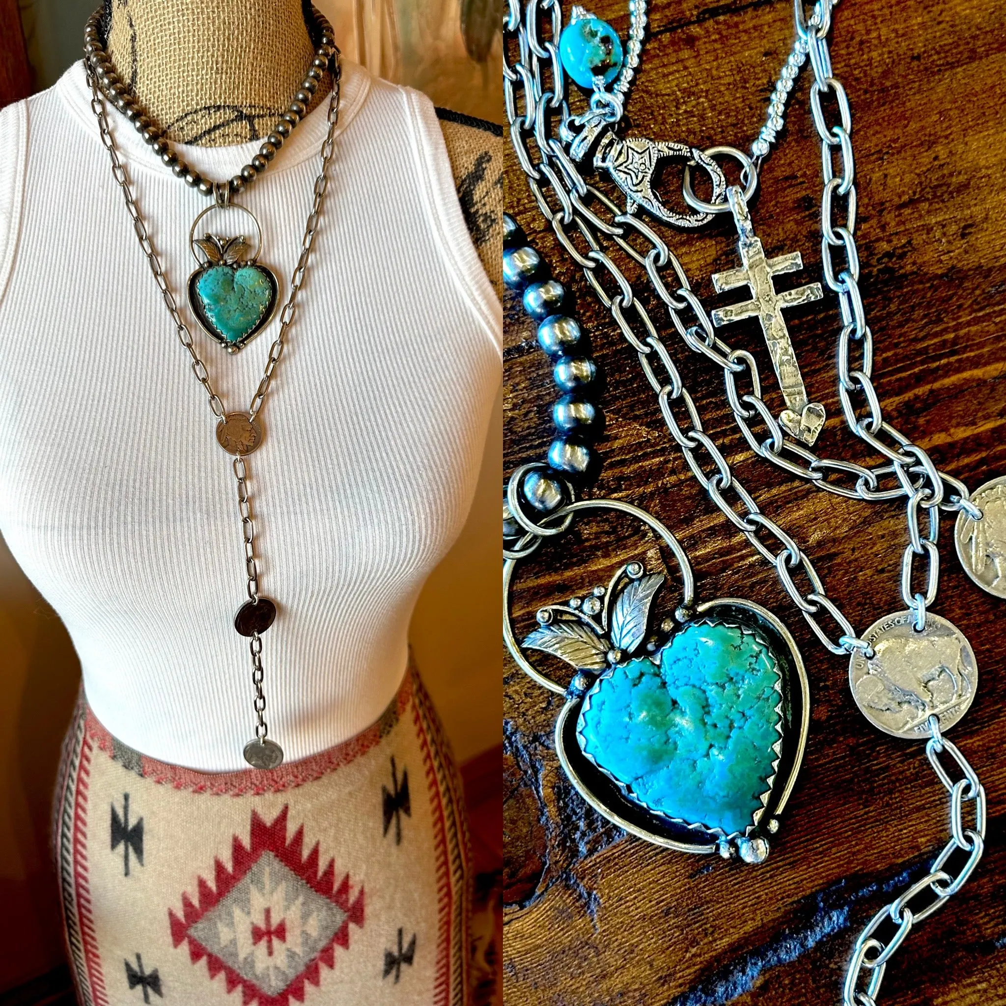 Buffalo Nickel, Long Paperclip Chain Lariat