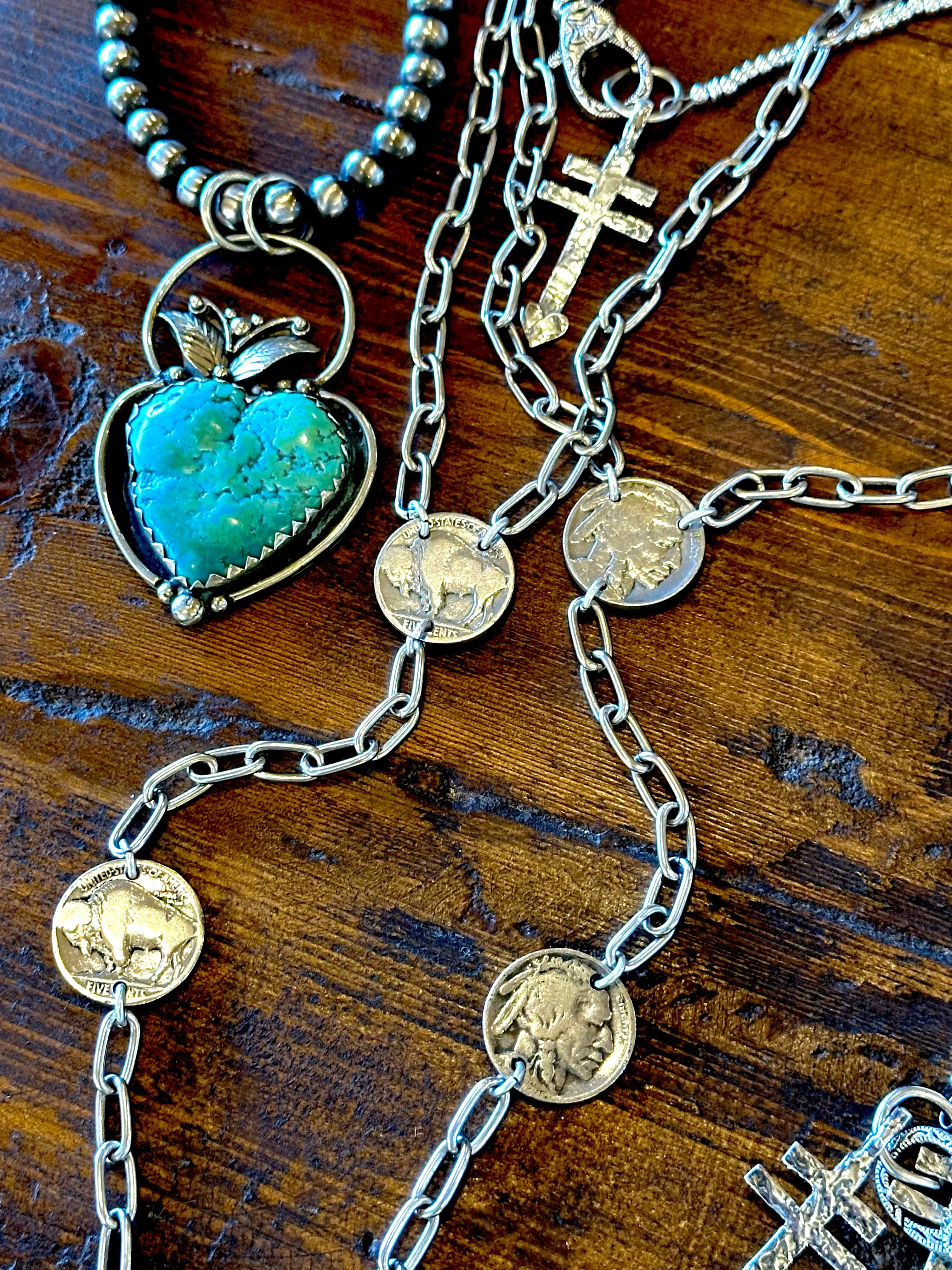 Buffalo Nickel, Long Paperclip Chain Lariat