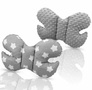 Butterfly Dimple Pillow Baby head and neck support Grey - big white stars on grey background