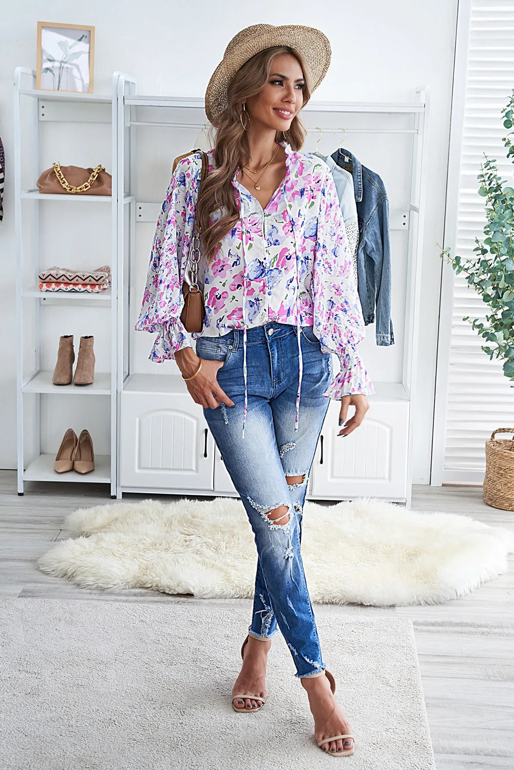 Cakewalk Floral Smocked Blouse
