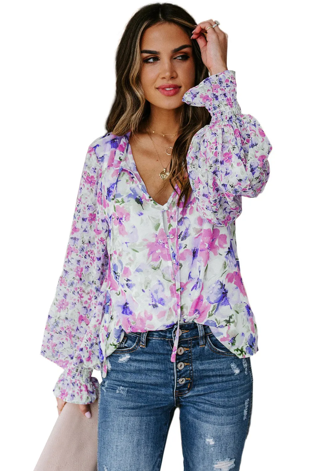 Cakewalk Floral Smocked Blouse