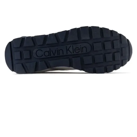 Calvin Klein Womens Carlla 2 Lace up Sneakers White Navy Silver 10