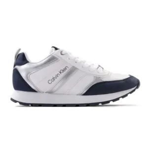 Calvin Klein Womens Carlla 2 Lace up Sneakers White Navy Silver 10